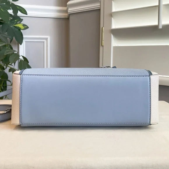 Michael Kors Mercer Belted Satchel & Wallet Set Blue Leather with Gold Hardware